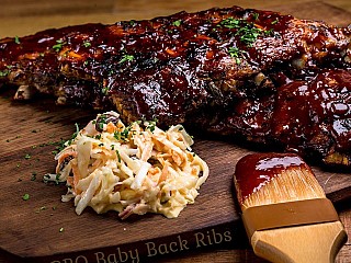 FULL SLAB OF SMOKED BBQ U.S. BABY BACK RIBS (For 2)