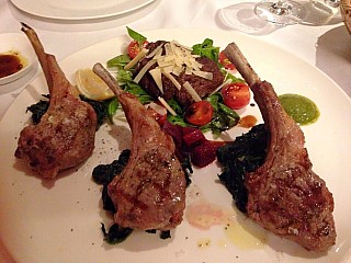 Grilled Australian Lamb Racks with Steamed Beetroot and Sautee Spinach