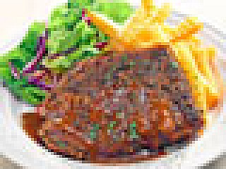 Sirloin Beef Steak with Black Pepper Sauce