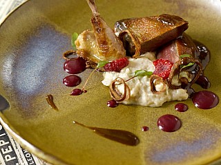 Pigeon with forest berries escabeche