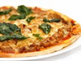 Pizza with Beef Rendang, Caramelized Onion and Sweet Basil