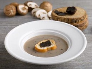 Cream of Wild Mushroom Soup with Black Truffles