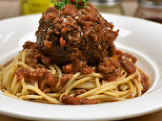 Spaghetti Bolognese with Giant Meatball