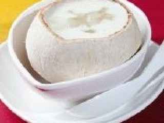 Mashed Taro With Almond Cream Served With Fresh Coconut