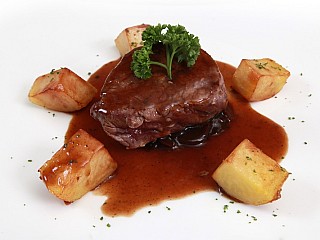 Australian Angus beef tenderloin on red onion compote potatoes