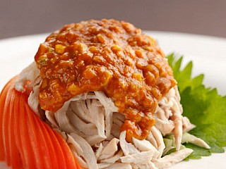 Shisen Hanten signature cold steamed chicken with sesame sauce