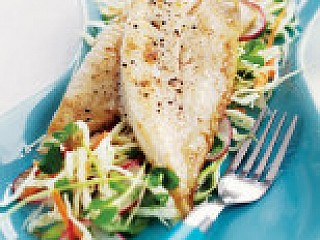 Grilled Fish with Green Salad in Balsamic Vinegrette