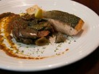 Salmone con Sicilian Caponata