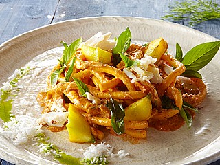 48 hour Barolo braised oxtail strozzapreti, parmesan wafers, garden thyme