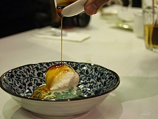 Gula Melaka Sago Pudding with Coconut Ice Cream