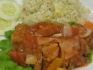 nasi goreng sweet and sour chicken