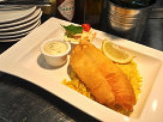 Battered Fish with Rice and Tartar Sauce