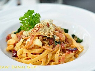 Spicy Bacon&Basil Fettuccine