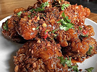 Sticky Nam Prik Pao Fried Chicken