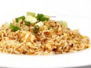 Salted Yolk Fried Rice with Spicy Dried Scallop Sauce