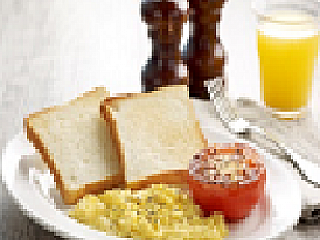 Eggs and Toast with Butter and Jam