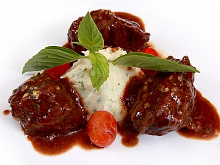 Slow braised veal cheeks