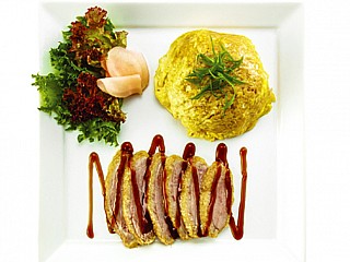 Fried Rice with Japanese Sauce  in Omelette & Crispy Duck