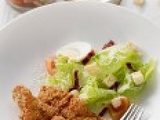 Caesar Salad with Crispy Breaded Chicken