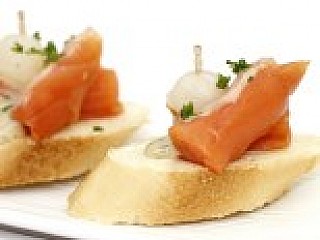 Smoked Salmon, Baby Pickled Onion, Mustard and Dill Sauce