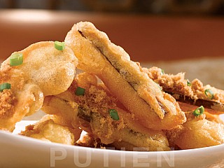 Deep-fried Egg Plant Dressed with Pork Floss