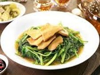 Top Shell Abalone Sauce with spinach