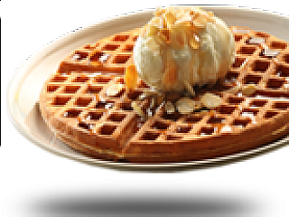 Waffle w Vanilla Ice Cream and Maple Syrup