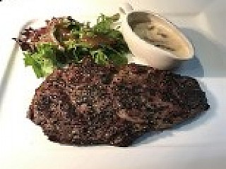 Grass Fed Sirloin Steak with Pepper Sauce