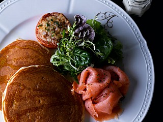 Savory Blinis with Grilled Sausage, French Butter