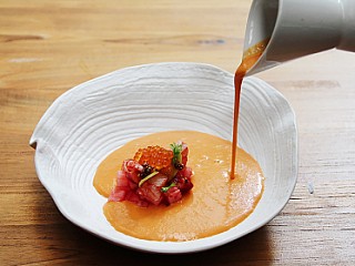 Carabinero Prawn Salmorejo Soup with Pickled Vegetables