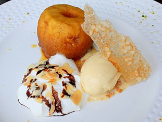 Baked Apple, Toffee Ice Cream with Double Cream & Brandy Snap