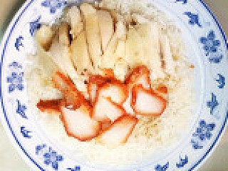 Steam Chicken and Char Siew Rice 白鸡叉烧饭