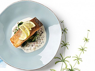 Pan Seared Salmon & French Lentils